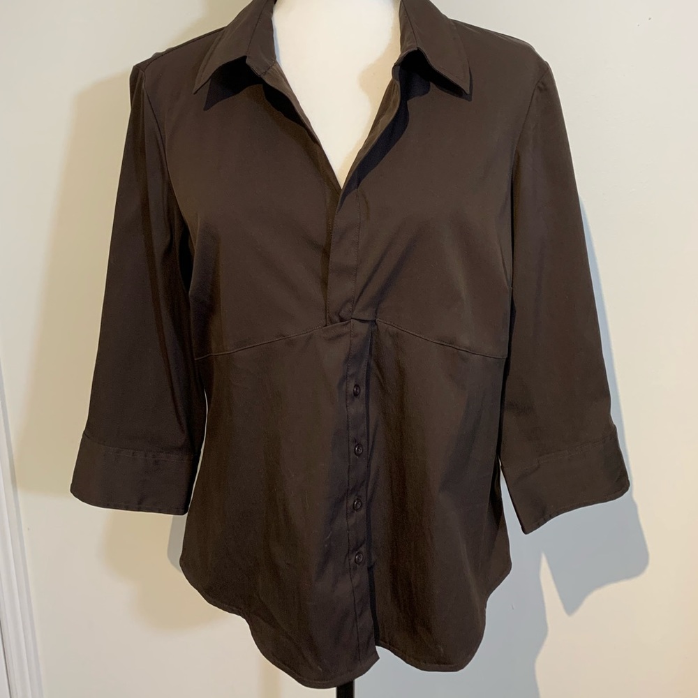 Dark Brown Pull-Over Blouse Size Large